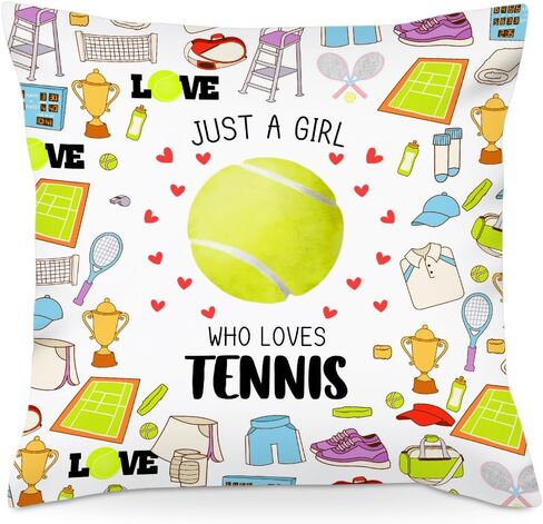 Tennis Gifts Tennis Decor Throw Pillow Covers Inspirational Gifts for Women Tennis Gifts for Girls Tennis Lovers Players Birthday Gifts for Coach Best Friend Sister Daughter 18x18 Inch Pillowcase in Saudi Arabia