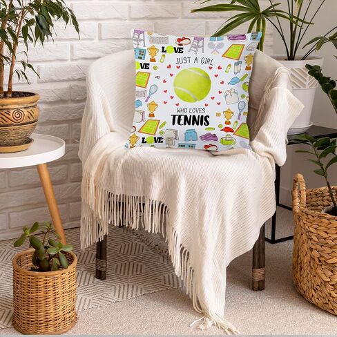 Tennis Gifts Tennis Decor Throw Pillow Covers Inspirational Gifts for Women Tennis Gifts for Girls Tennis Lovers Players Birthday Gifts for Coach Best Friend Sister Daughter 18x18 Inch Pillowcase in Saudi Arabia
