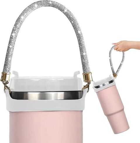 Glitter Handle for Stanley Cup Accessories Diamond Stanley Tumbler Carrier Stanley Handle Accessories with Strap Glitter Stanley Handle Attachment Bling Stanley Cup Accessories in Saudi Arabia