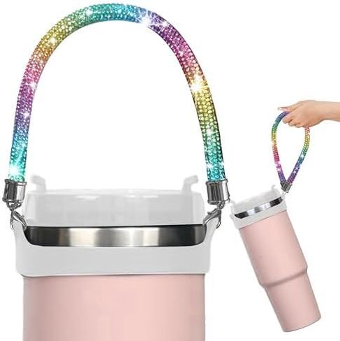 Glitter Handle for Stanley Cup Accessories Diamond Stanley Tumbler Carrier Stanley Handle Accessories with Strap Glitter Stanley Handle Attachment Bling Stanley Cup Accessories in Saudi Arabia