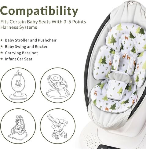 Generic Infant Car Seat Insert Compatible with Mamaroo Swing & Graco Swing and Infant Car Seat, Newborn Insert Baby Head Body Support, Reversible Design, Breathable Soft Fabric, 1Pcs - Pink Floral in Saudi Arabia