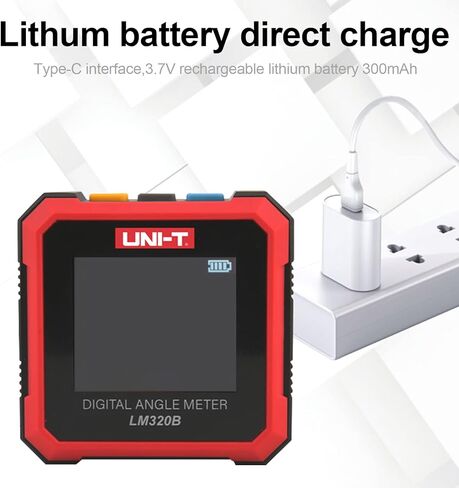 UNI-T مقياس زاوية رقمي للمستوى الإلكتروني ومقياس زاوية الميل الرقمي مع قاعدة مغناطيسية وشاشة LCD، بطارية ليثيوم أيون مع منفذ شحن من النوع C (LM320B) in Kuwait