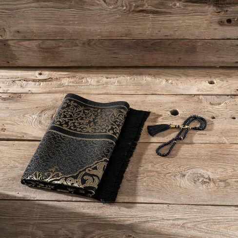 سجادة صلاة، مجموعة هدايا إسلامية، سجادة صلاة عثمانية، سجادة صلاة، هدايا إسلامية، سبحة صلاة، حقيبة سفر، لون أسود، قياسي in Kuwait