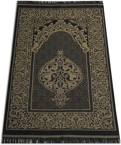 سجادة صلاة، مجموعة هدايا إسلامية، سجادة صلاة عثمانية، سجادة صلاة، هدايا إسلامية، سبحة صلاة، حقيبة سفر، لون أسود، قياسي in Kuwait