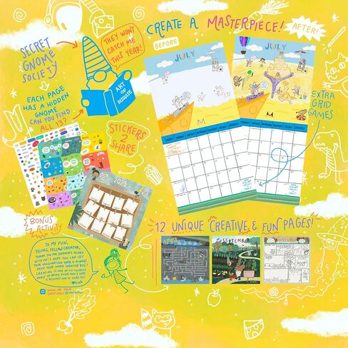 2025 Back to School Pocket Wall Calendar by Bright Day, Academic School Planner, Kids Organizer Classroom Journal, 12" x 12" in Saudi Arabia