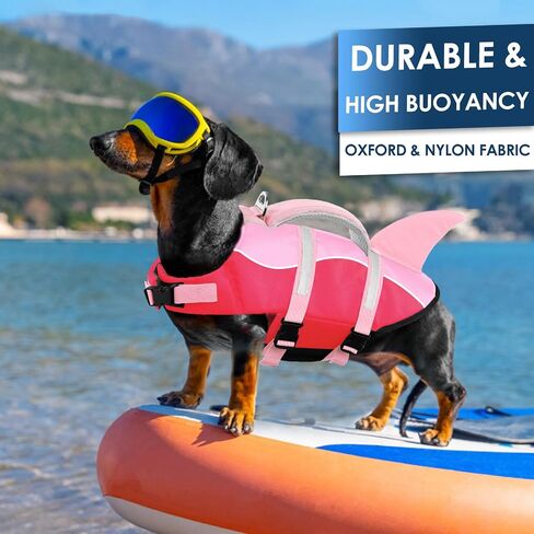 AOFITEE Dog Life Jacket, Dog Life Vest for Swimming, Shark Dog Life Vest with Rescue Handle and Reflective Stripe, Ripstop Dog Lifesaver Float Coat, Dog Swimming Vest for Small Medium Large Dogs Blue in Saudi Arabia