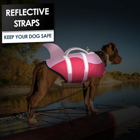 AOFITEE Dog Life Jacket, Dog Life Vest for Swimming, Shark Dog Life Vest with Rescue Handle and Reflective Stripe, Ripstop Dog Lifesaver Float Coat, Dog Swimming Vest for Small Medium Large Dogs Blue in Saudi Arabia