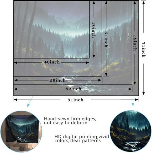 vavalad ضبابي الغابات نسيج طبيعة الغابات الجبلية نجمة السماء المفروشات الجدار شنقا مشهد النباتات الخضراء ديكور المنزل لغرفة النوم غرفة المعيشة، 71.00 ''x91.00'' in Kuwait