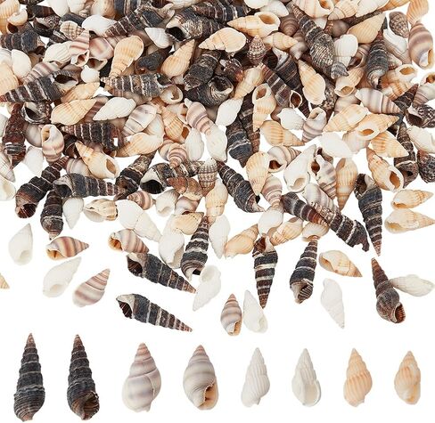 PH PandaHall 480Pcs Small Sea Shell, 4 Style No Hole Spiral Shells Beads Undrilled Natural Seashell Charms Beads for Fish Tank Vase Filler Candle Making Jewelry Making Beach Theme Party Wedding Decor in Saudi Arabia