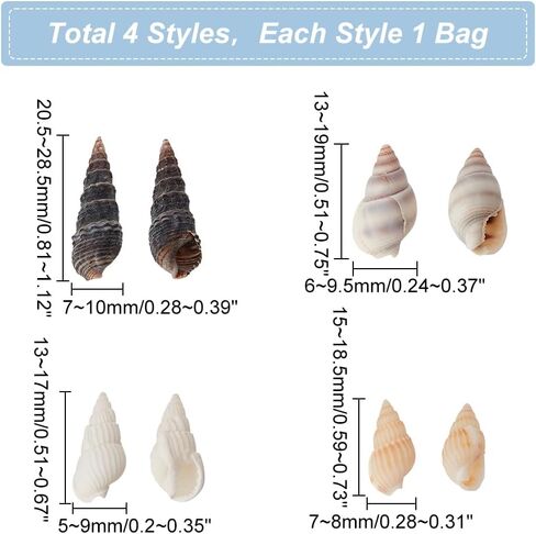 PH PandaHall 480Pcs Small Sea Shell, 4 Style No Hole Spiral Shells Beads Undrilled Natural Seashell Charms Beads for Fish Tank Vase Filler Candle Making Jewelry Making Beach Theme Party Wedding Decor in Saudi Arabia