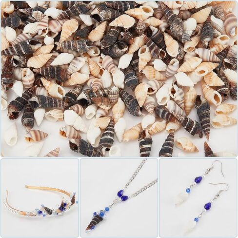 PH PandaHall 480Pcs Small Sea Shell, 4 Style No Hole Spiral Shells Beads Undrilled Natural Seashell Charms Beads for Fish Tank Vase Filler Candle Making Jewelry Making Beach Theme Party Wedding Decor in Saudi Arabia