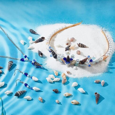 PH PandaHall 480Pcs Small Sea Shell, 4 Style No Hole Spiral Shells Beads Undrilled Natural Seashell Charms Beads for Fish Tank Vase Filler Candle Making Jewelry Making Beach Theme Party Wedding Decor in Saudi Arabia