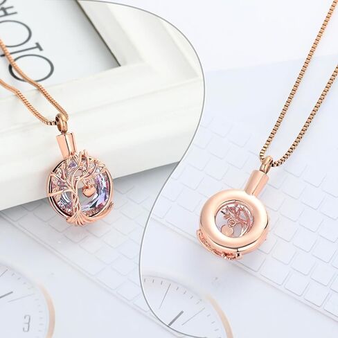 XSMZB Tree of Life Cremation Jewelry for Ashes Crystal Circle Urn Necklace for Women Small Heart Keepsake Ashes Pendant Memorial Lockets in Kuwait