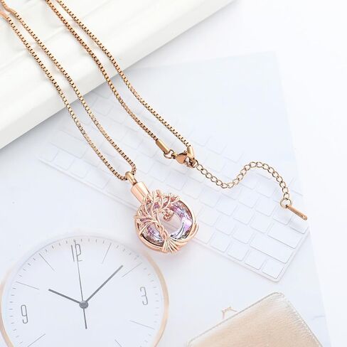 XSMZB Tree of Life Cremation Jewelry for Ashes Crystal Circle Urn Necklace for Women Small Heart Keepsake Ashes Pendant Memorial Lockets in Kuwait