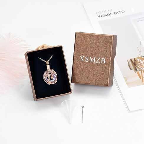 XSMZB Tree of Life Cremation Jewelry for Ashes Crystal Circle Urn Necklace for Women Small Heart Keepsake Ashes Pendant Memorial Lockets in Kuwait