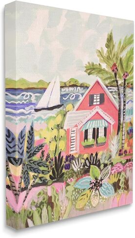 Stupell Industries Tropical Cottage Scenery Canvas Wall Art by Karen Fields in Saudi Arabia