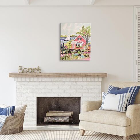 Stupell Industries Tropical Cottage Scenery Canvas Wall Art by Karen Fields in Saudi Arabia