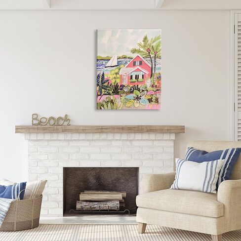 Stupell Industries Tropical Cottage Scenery Canvas Wall Art by Karen Fields in Saudi Arabia