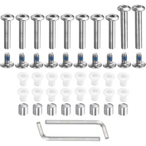 Roller Wheel Screw Repair Kit - Inline Skate Axle Screw Replacement Parts Hardware Kit with Wrench for Roller Skates Repair (Silver)