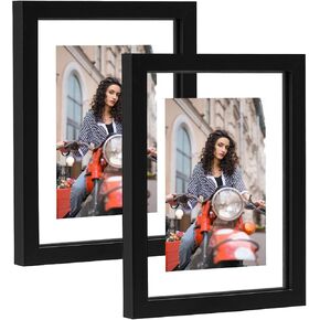 8x10 Floating Picture Frames Set of 2, Double Glass Floating Frame for 4x6, 5x7 Pictures or Full Display 8x10 Pictures, Tabletop and Wall Hanging, Black