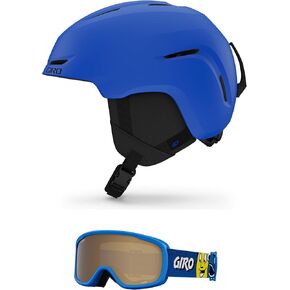 Giro Spur Combo Pack Ski Helmet - Snowboarding Helmet with Matching Goggles Matte Trim Blue/Buster Blue Faces S (52-55.5cm)