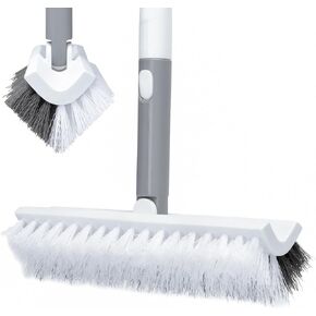 Grout Scrub Brush with Long Handle 57" Double-Sided Floor Scrub Brush V-Shape Grout Cleaning Brush for Tile Floors, Baseboards, Wall, Corners and Deck