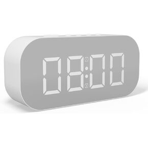 ANTDALIS Small Digital Alarm Clock for Kids, Desktop Small Alarm Clock, Mirror LED Display, Dual Alarm Snooze Function, 5 Levels of Adjustable Brightness, Suitable for Bedroom, Home & Office