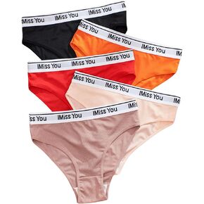Women's 5 Pack Underwear Set Letter Print Comfy Triangle Panties Sets Sporty Triangle Briefs in Saudi Arabia