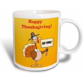 3dRose mug_60019_5 "Happy Thanksgiving Turkey" Two Tone Red Mug, 11 oz, Multicolor
