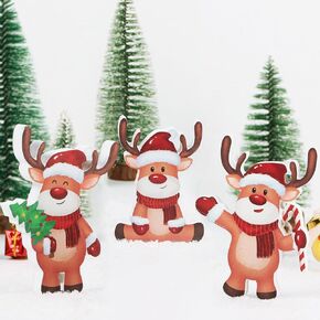 3pcs Christmas Wooden Santa Decorations Winter Tiered Tray Decor Christmas Table Decor for Mantel Shelf Tabletop Office (Santa Claus)