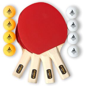 JOOLA Advanced Table Tennis Paddle Set - Includes 4 Ping Pong Paddles, 6 3-Star Ping Pong Balls & Carrying Case - for Intermediate Competitive Matches, Ideal for Teens, Adults, & High Volume Play