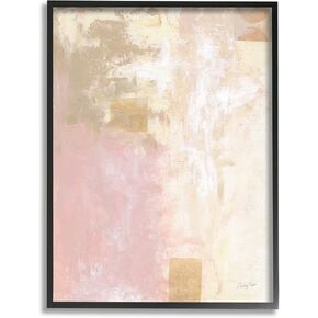 Stupell Industries Modern Soft Pink Beige Abstract Painting Morning Composition Black Framed Wall Art, 24 x 30