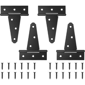 2 Pack 4 Inch Hinges Heavy Duty Gate Door Hinges for Wood, Vinyl and Metal Gates, T Strap Gate Hinges Used for Smaller Projects Like Cabinet Doors, Small Garden Gates, or Shed Windows