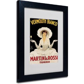 Trademark Fine Art Vermouth Bianco Martini and Rossi by Marcello Dudovich Canvas Artwork in Black Frame, 16 by 20-Inch