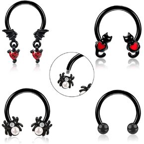AccGin 16G Septum Ring for Women Men 316L Stainless Steel Bat Halloween Septum Clicker Nose Ring Hoop Daith Earring Helix Tragus Cartilage Piercing Jewelry in Kuwait