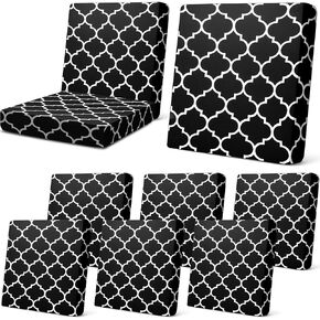 Newwiee 8pcs Patio Stretch Sofa Cushion Covers Stripe Outdoor Cushion Covers Replacement Patio Furniture Cushions Couch Slipcovers Chair Seat Covers Soft Flexibility Protector (Peacock Green)