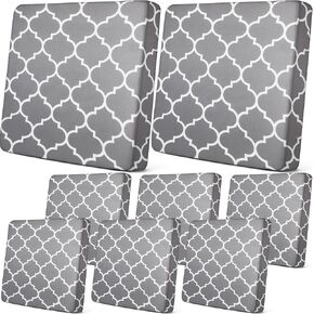 Newwiee 8pcs Patio Stretch Sofa Cushion Covers Stripe Outdoor Cushion Covers Replacement Patio Furniture Cushions Couch Slipcovers Chair Seat Covers Soft Flexibility Protector (Peacock Green)