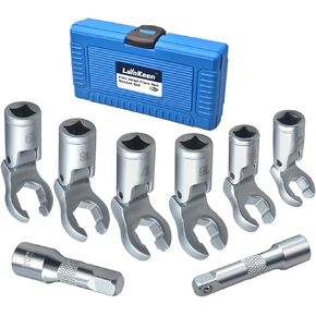 6 Piece Flex-Head 3/8" Drive Flare Nut Wrench Set Injector Fuel Line Sockets Wrench Set Metric 12/14/16/17/18/19mm Cr-Mo Head