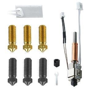 Upgrade Hotend for Kobra 3 Combo Print Head Extruder Kit Heater Block Heating Cartridge Thermistor+Volcano Kobra 3 6 pcs Nozzles
