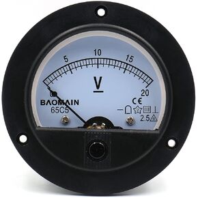 Baomain 65C5 Analogue Panel Meter Volt Voltage Gauge Analog Voltmeter DC 0-20 V