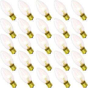 25 Pack C9 Red Christmas Light Bulbs, C9 Outdoor Christmas Replacement Bulbs with C9/E17 Intermediate Base, 7 Watt Night Lights, C9 Incandescent Red Light Bulbs for Christmas Outdoor String Lights