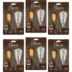 Scentsationals 40w Bulb for Edison Wax Warmer Single Unit - 40 Watt Light Candelabra E12 Base - Retro Vintage Replacement Electric Plug-in Wax Melter, Certified Style ST38 120 Volt (1 Pack)