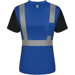 TCCFCCT Class 3 Safety Shirts for Women, Hi Vis Shirts for Women Quick Drying, Safety Shirt for Women Night Working, Night Running, Construction Work, WP-Black-DR L