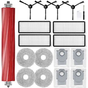 19 Kit parts compatible with Roborock Qrevo Maxv/Qrevo S/Qrevo Pro / P10 Pro vacuum cleaner robot main brush, filter, Mop, side brush, dust bag Replacement accessories, Black