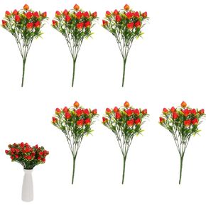 6pcs Simulated Strawberry Plant Decor Artificial Strawberry Branch Fake Strawberry Berry Stem Flower Bouquet for Home Indoor Table Decor