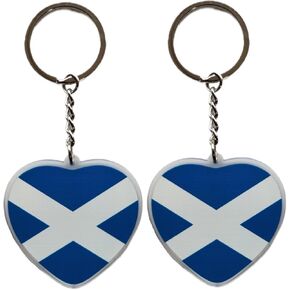 JAVD Heart shaped Scotland Flag Keychain Scot Key Ring (2 Pack)