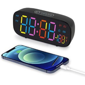 Digital Projection Alarm Clocks for Bedrooms - Large LED Display, 180° Rotatable Projector, 2-Level Dimmer,USB Charger,Battery Backup,Loud Dual Alarms for Kids Elderly,Heavy Sleepers,Snooze,12/24H,DST