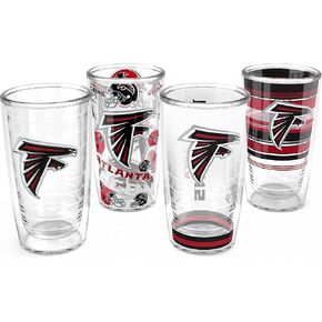 كأس Tervis NFL Atlanta Falcons - متنوع مصنوع في الولايات المتحدة الأمريكية، كوب سفر معزول بجدار مزدوج يحافظ على المشروبات باردة وساخنة، 16oz 4pk، كلاسيكي