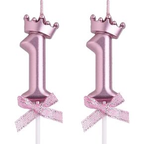 11th Birthday Candles, Pink 11 Year Old Number Birthday Candles, Happy Birthday Party Cake Topper Decoration Gifts for Girls