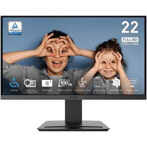 MSI PRO MP223, 22-inch VA 1920 x 1080 (FHD) Computer Monitor, 100Hz, Adaptive-Synch, HDMI, Video Port, VESA Mountable, Tilt, 1ms, Black